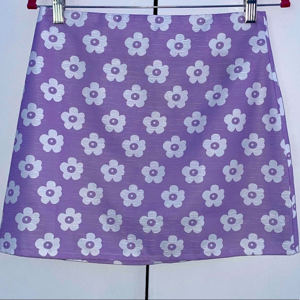 PURPLE FLOWER MINI SKIRT
